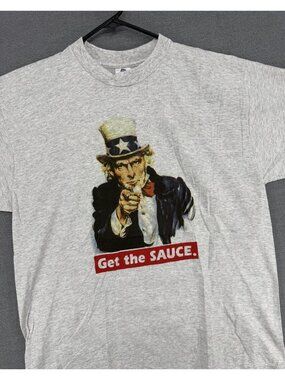 Vtg Belton Uncle Sam Get the Sauce T-Shirt Mens XL Tee USA Made Y2K